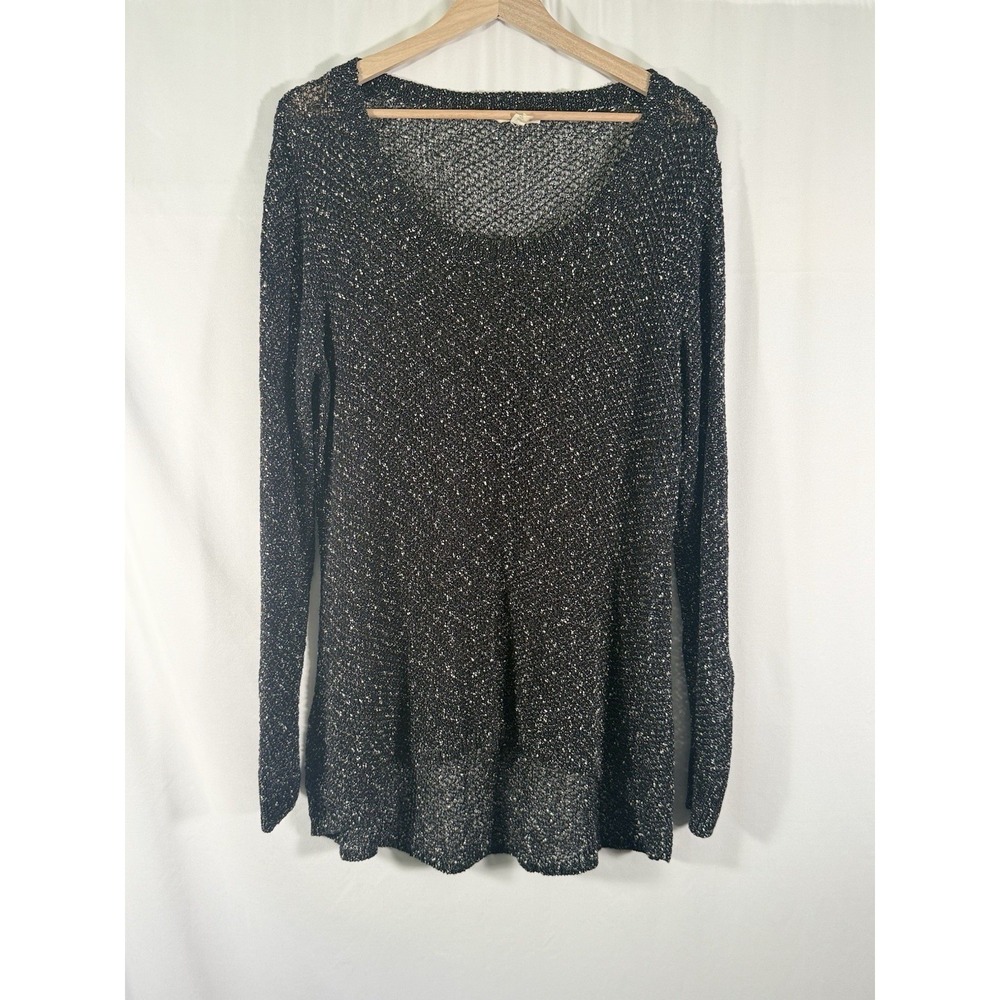 Eileen‎ Fisher Open Knit Marl Tunic Sweater Scoop Neck Linen Italian Womens XL